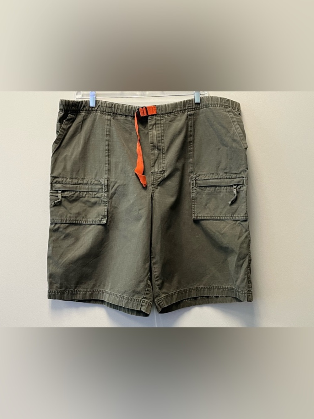 GAP Y2K Olive Green Ripstop Utility Cargo Shorts w Integrated Belt  XXL 42-44